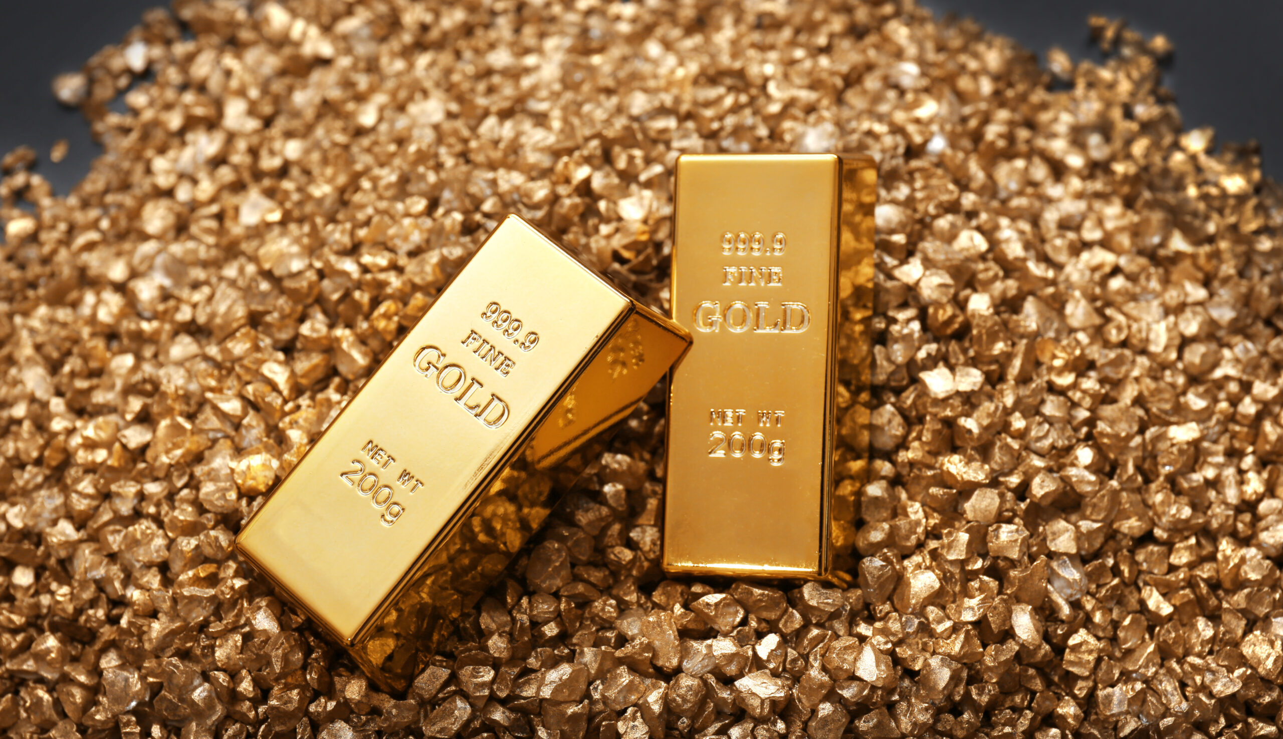 Gold bars on nugget grains