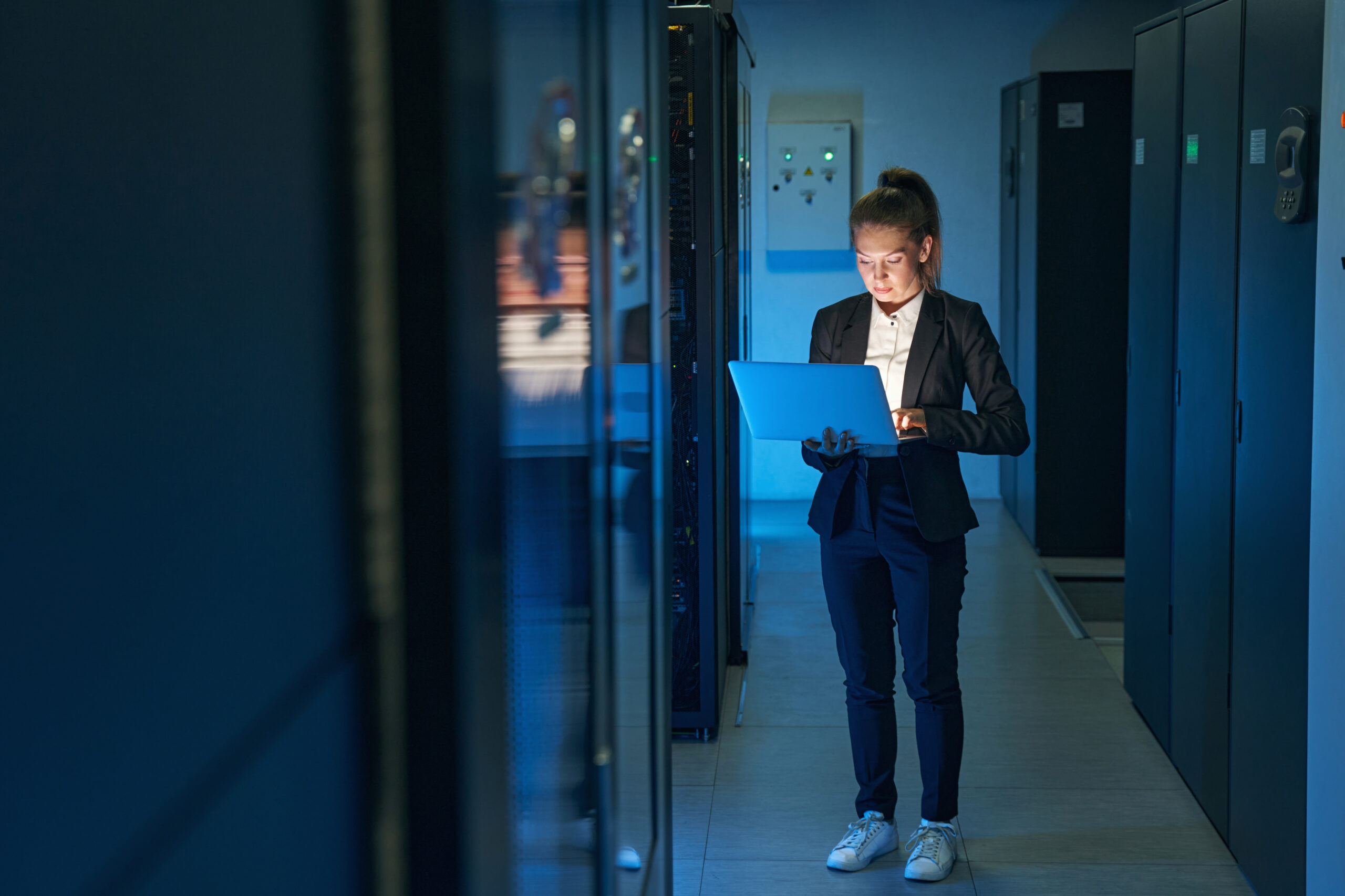Technician in a secure data center