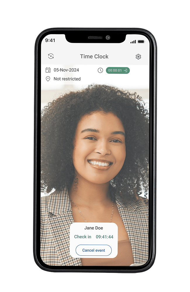NCheck Time Clock check-in on a phone
