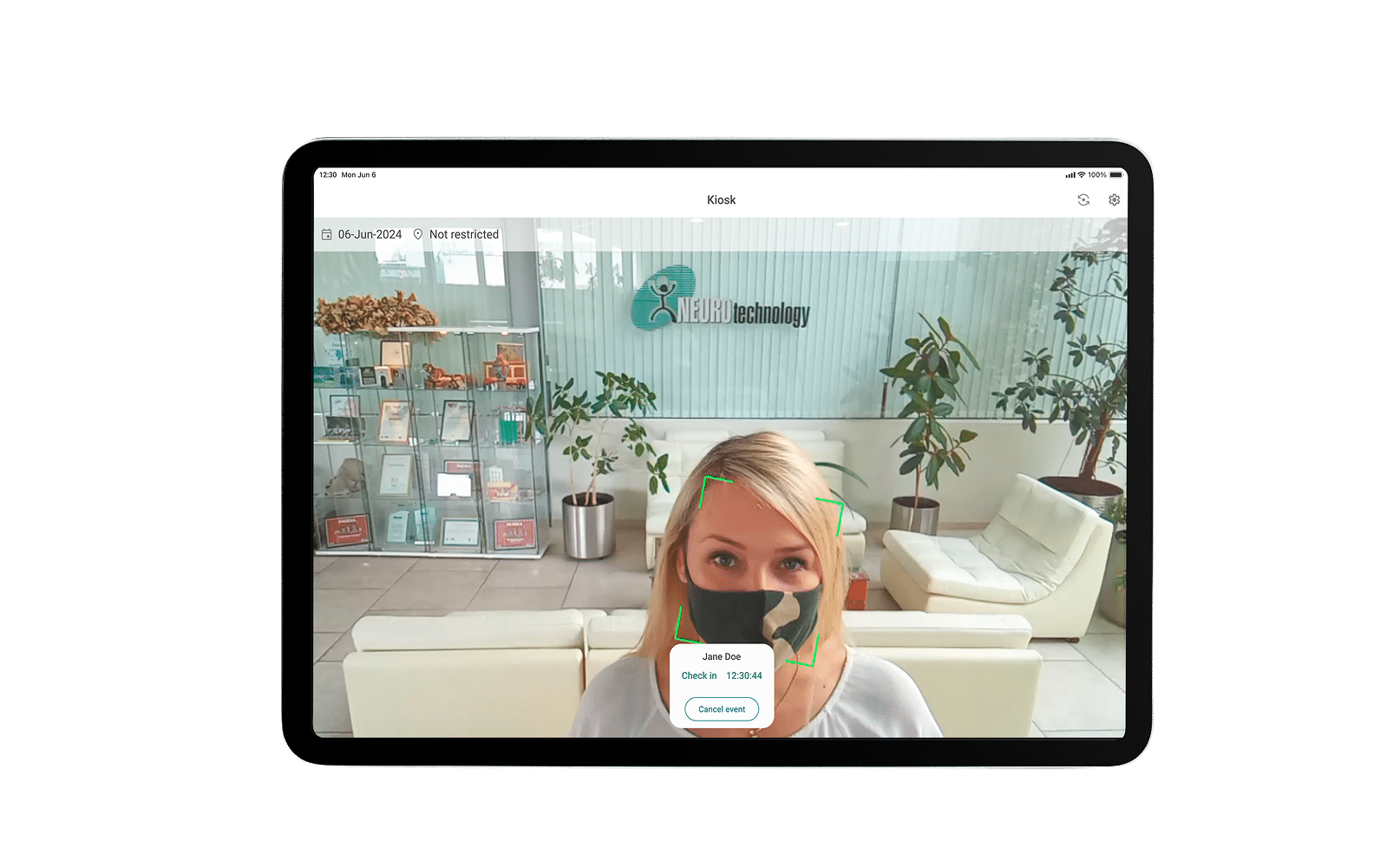NCheck face check-in on a tablet